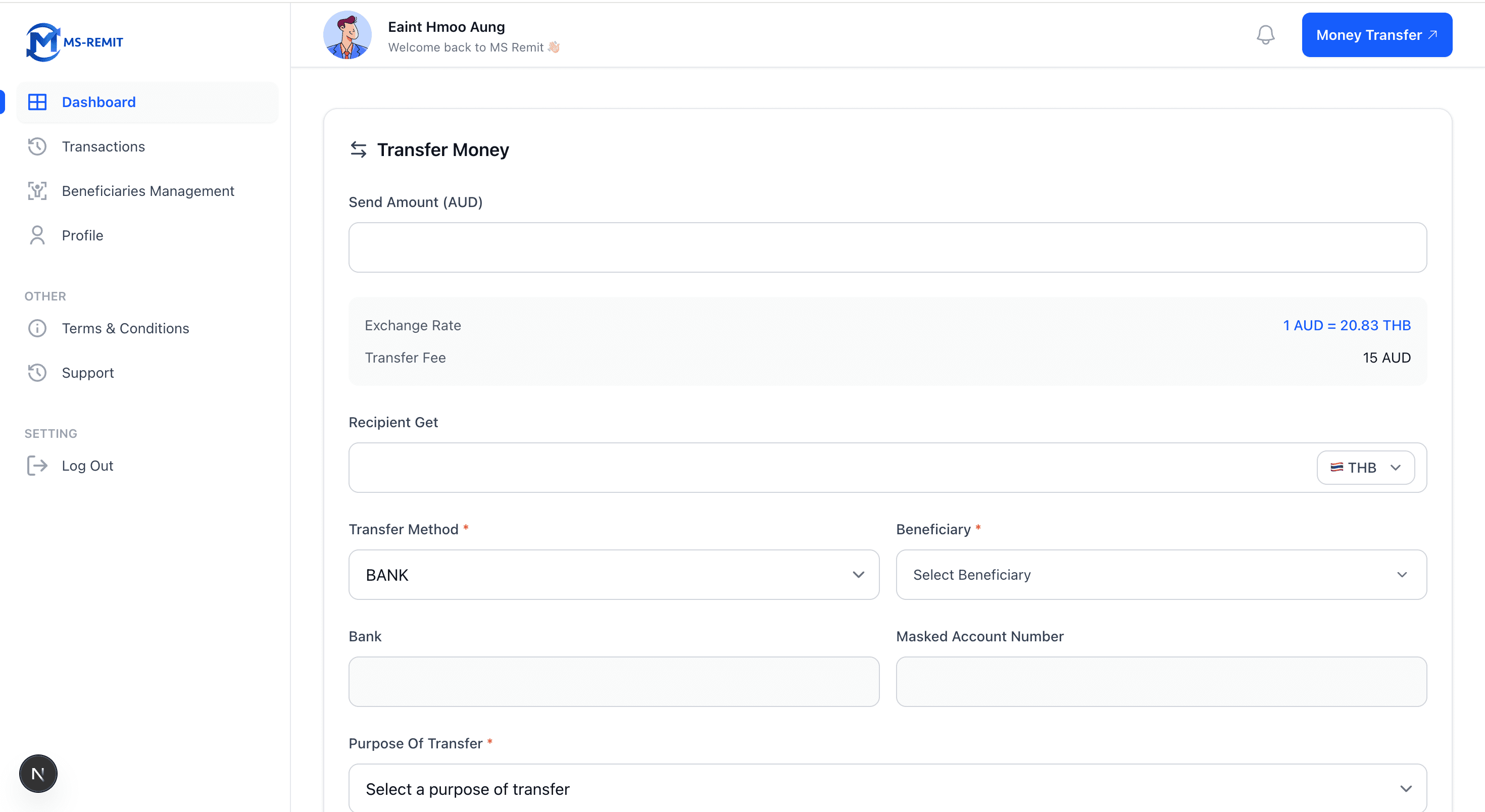 MsRemit – Money Transfer Application screenshot 2